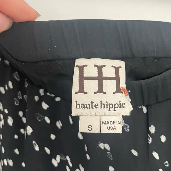 Haute Hippie Black and White Midi Skirt, 100% Silk