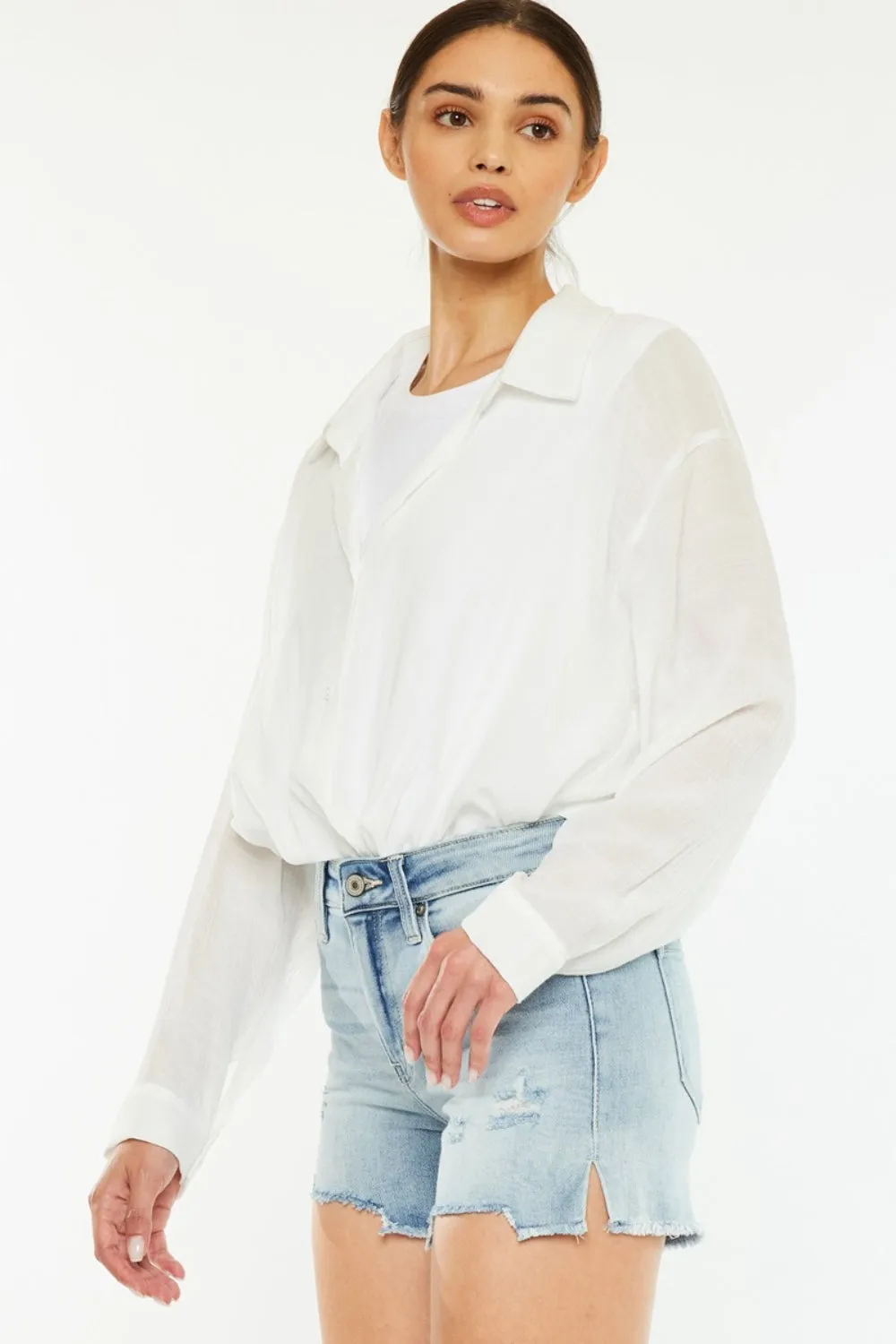 Hazel Blues® |  Kancan High Rise Side Slit Denim Shorts