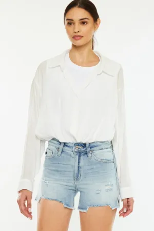 Hazel Blues® |  Kancan High Rise Side Slit Denim Shorts