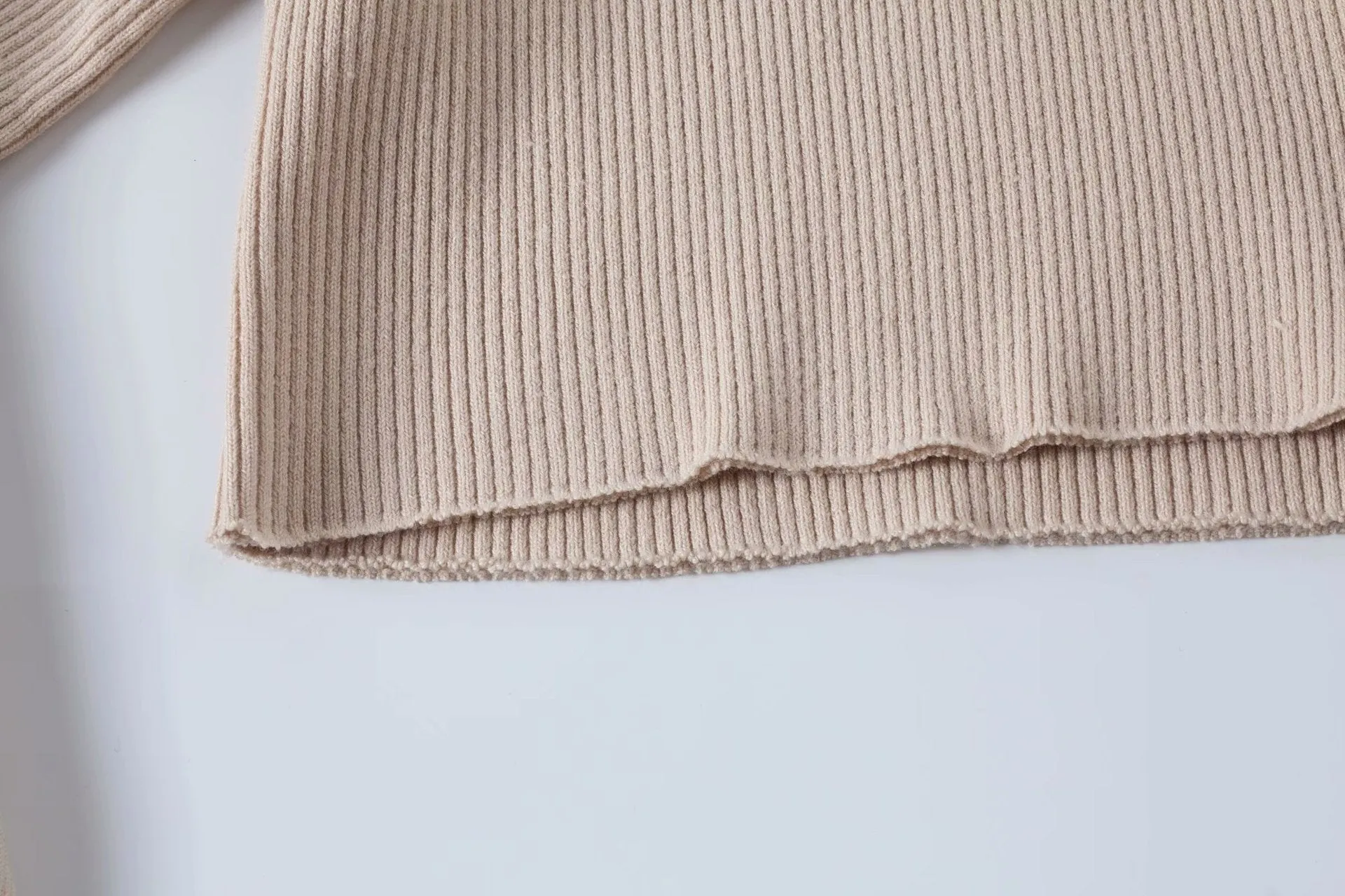 High-collared Lantern Sleeve Crop Tops Sweaters Red