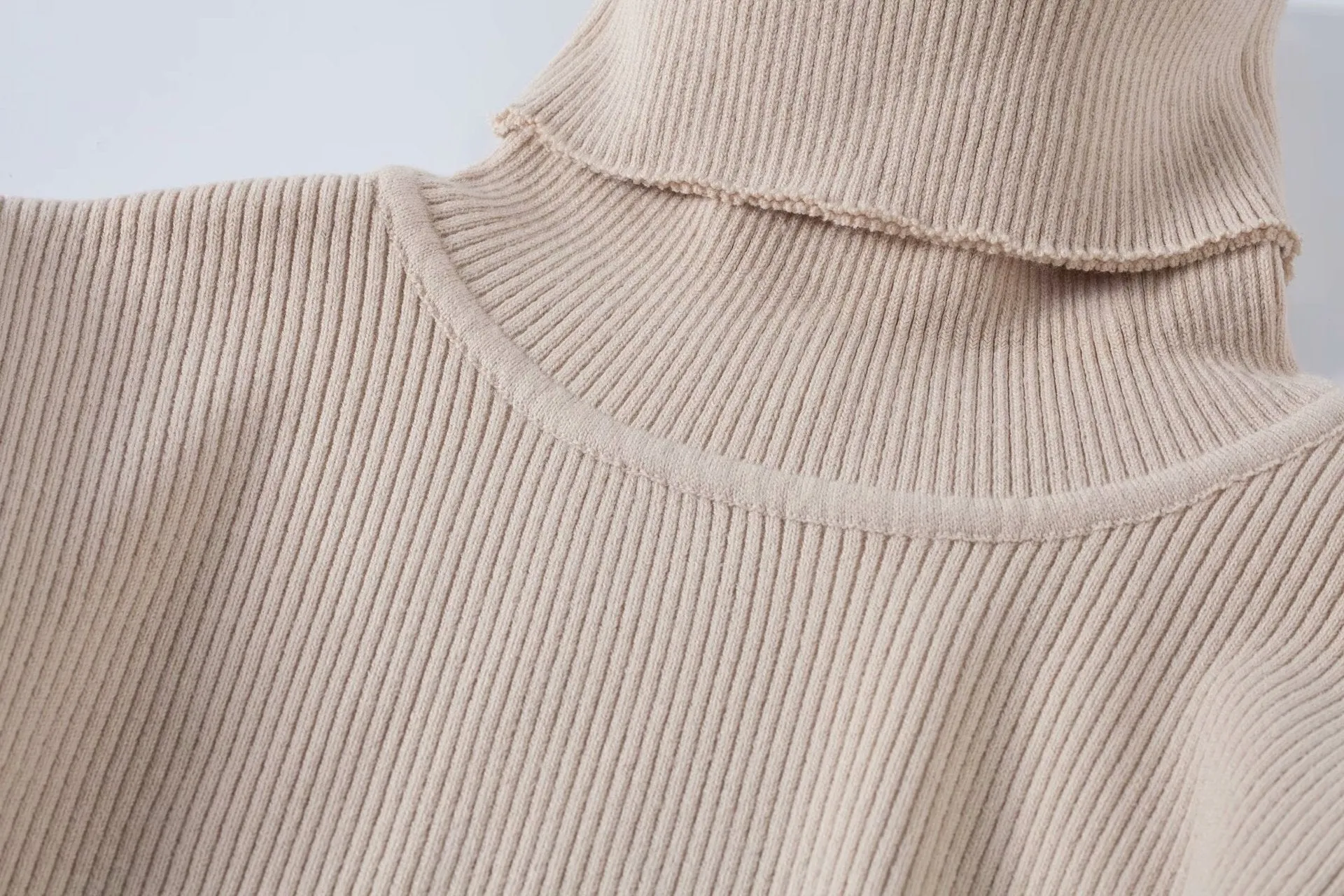 High-collared Lantern Sleeve Crop Tops Sweaters Red
