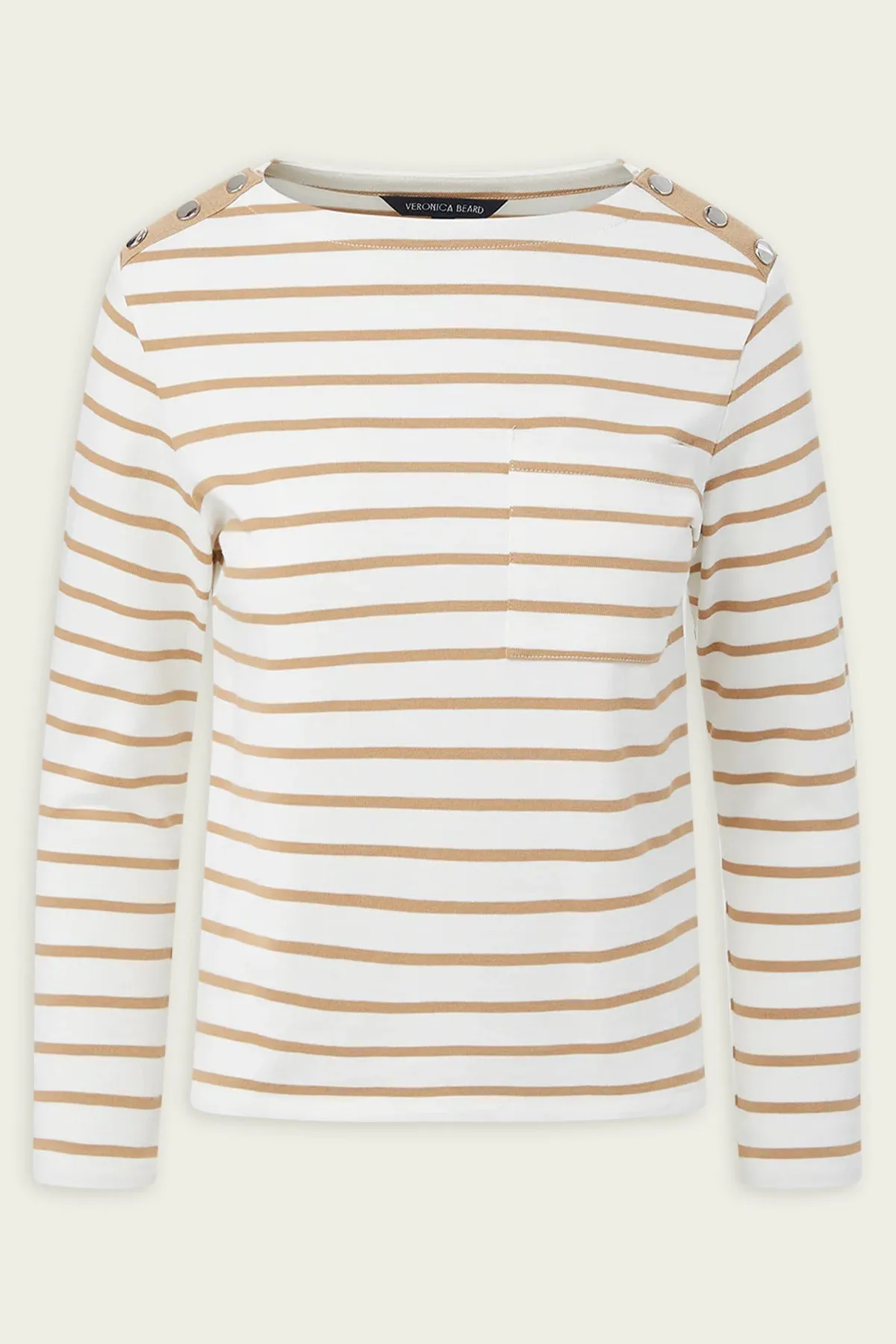 Hovey Striped Top in White Khaki