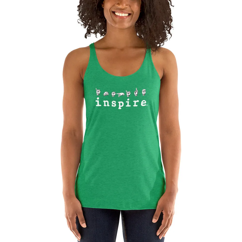 inspire ASL American Sign Language Women's Racerback Tank