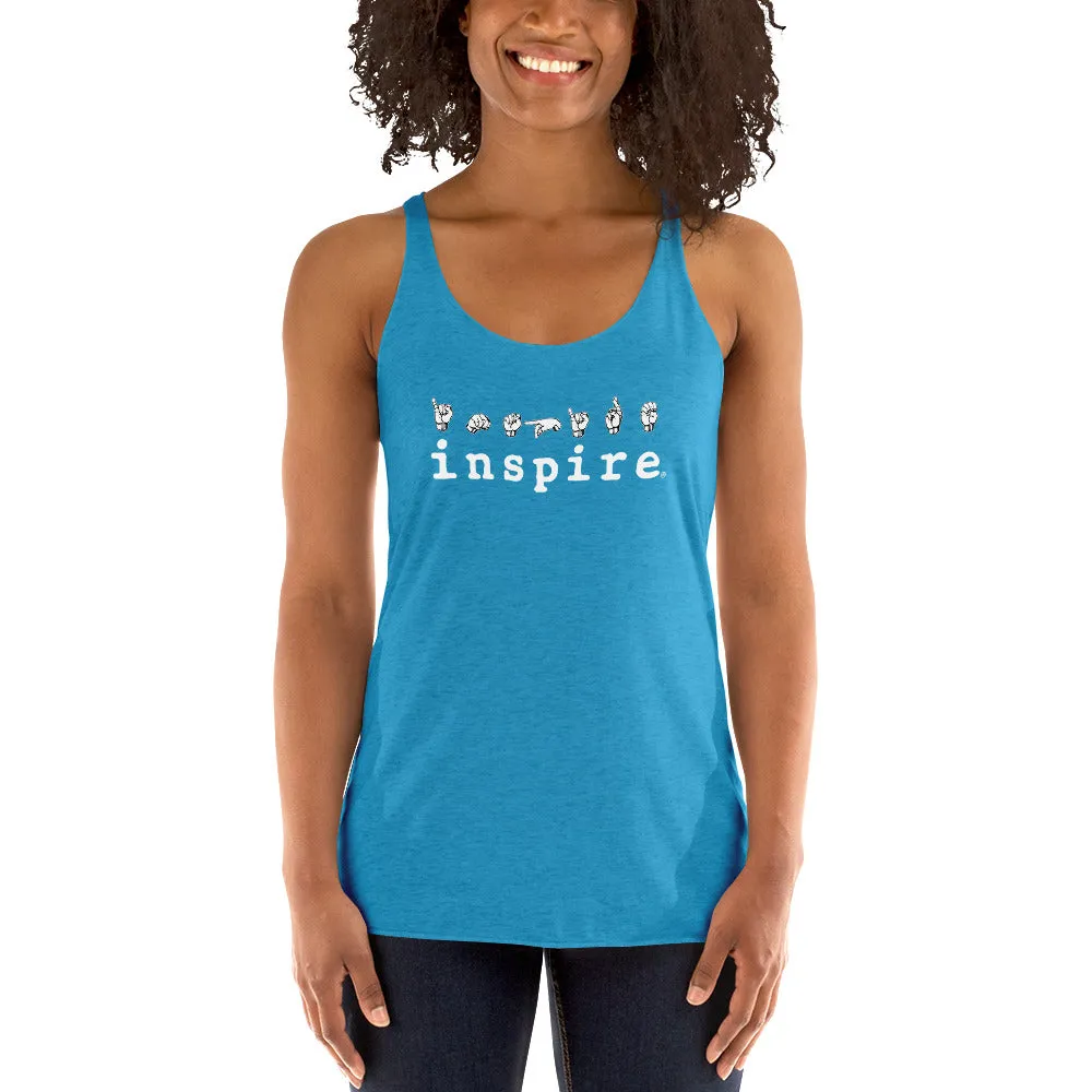 inspire ASL American Sign Language Women's Racerback Tank