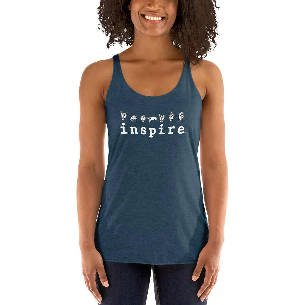 inspire ASL American Sign Language Women's Racerback Tank