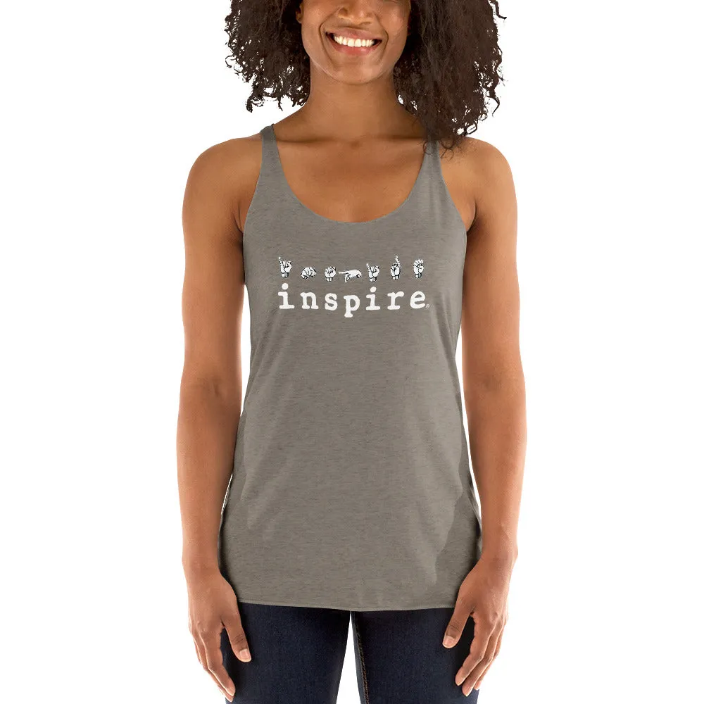 inspire ASL American Sign Language Women's Racerback Tank