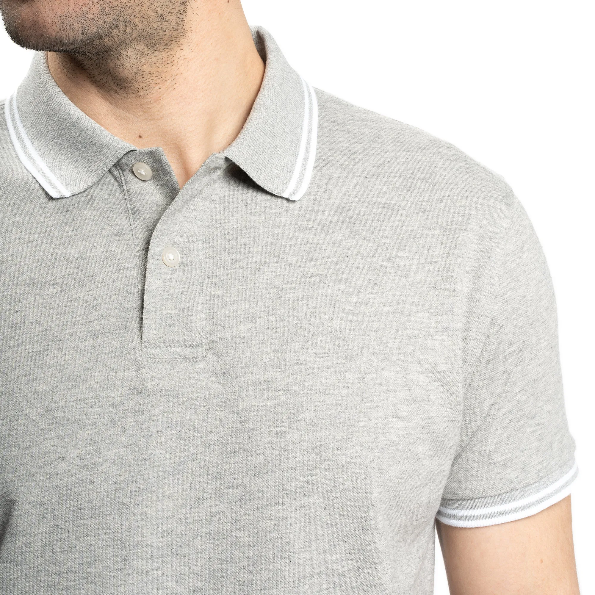 James Polo Shirt - Heather Grey Tipped