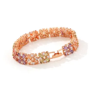 Jewel-Tone Crystal & 18K Rose Gold-Plated Abstract Bracelet