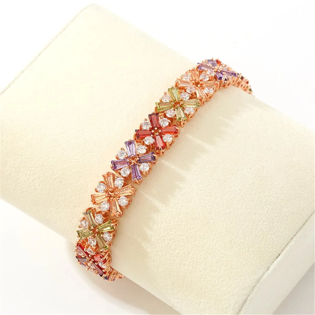 Jewel-Tone Crystal & 18K Rose Gold-Plated Abstract Bracelet