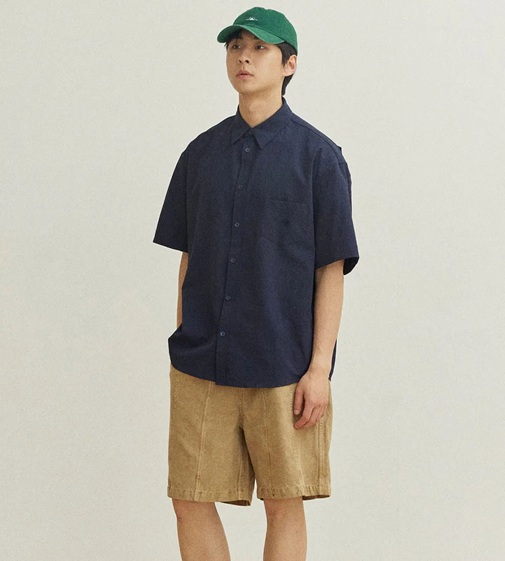 Kappy Design - Relaxed Seersucker Half Shirt - Navy