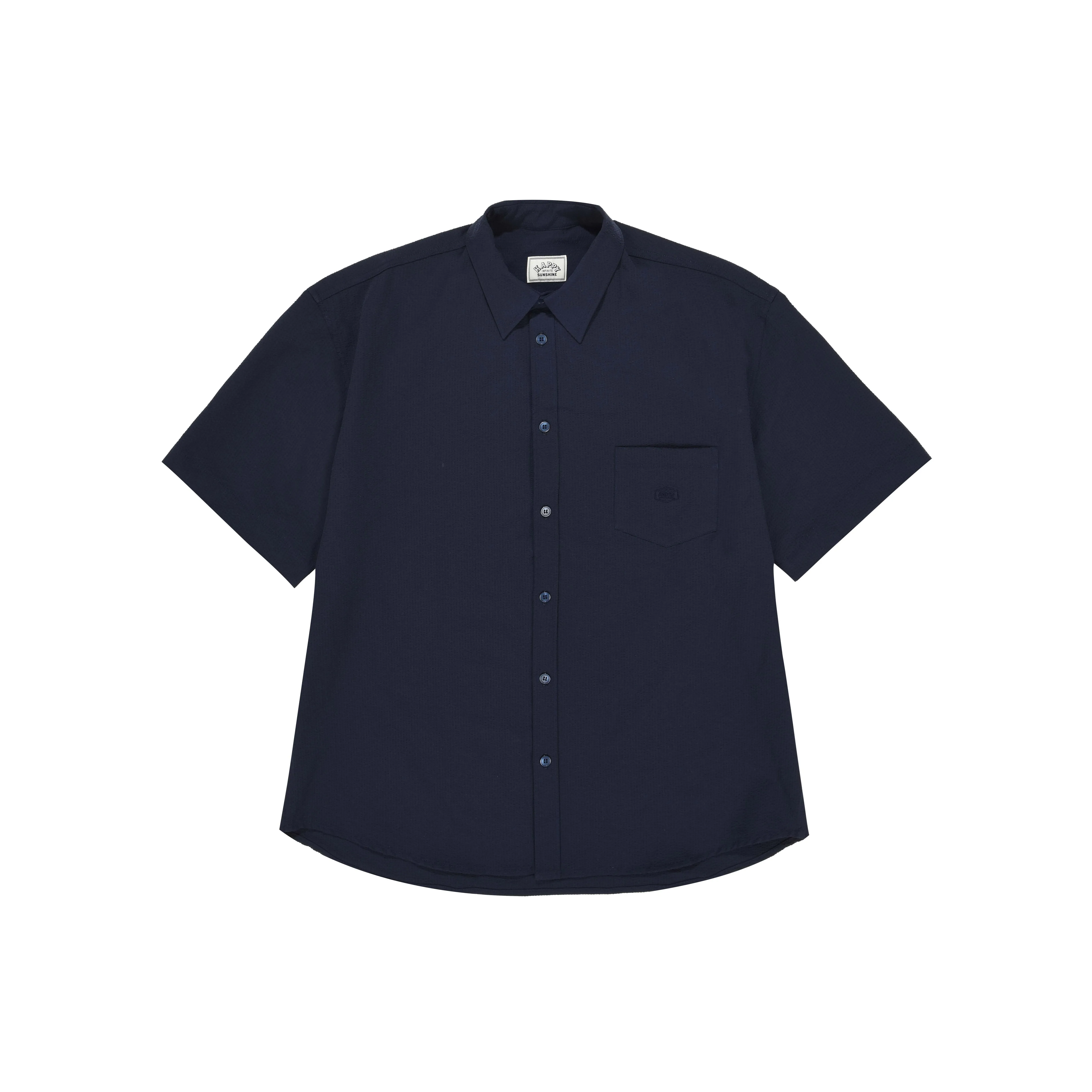 Kappy Design - Relaxed Seersucker Half Shirt - Navy