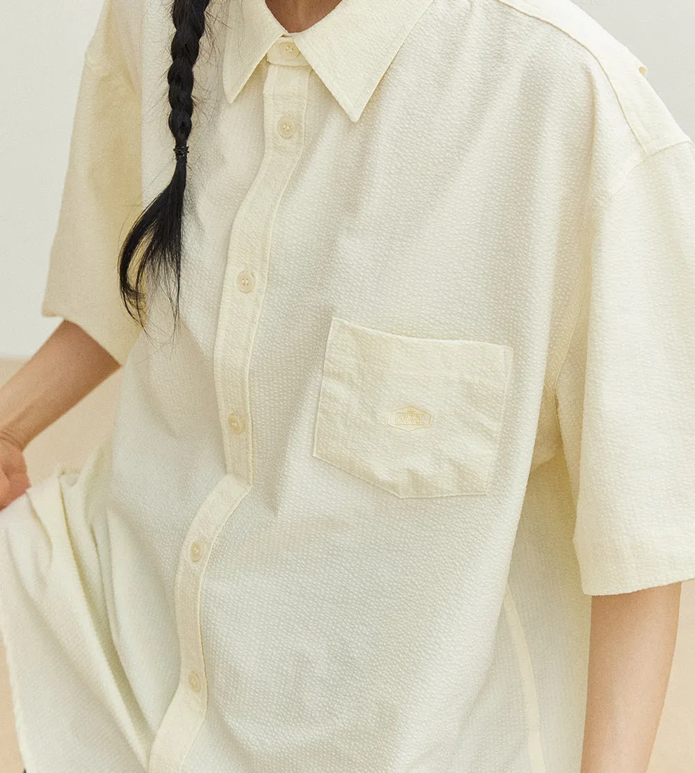 Kappy Design - Relaxed Seersucker Half Shirt - Vanilla