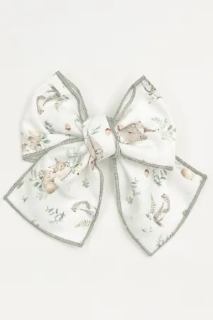 Khaki Bunny Print Hair Bow