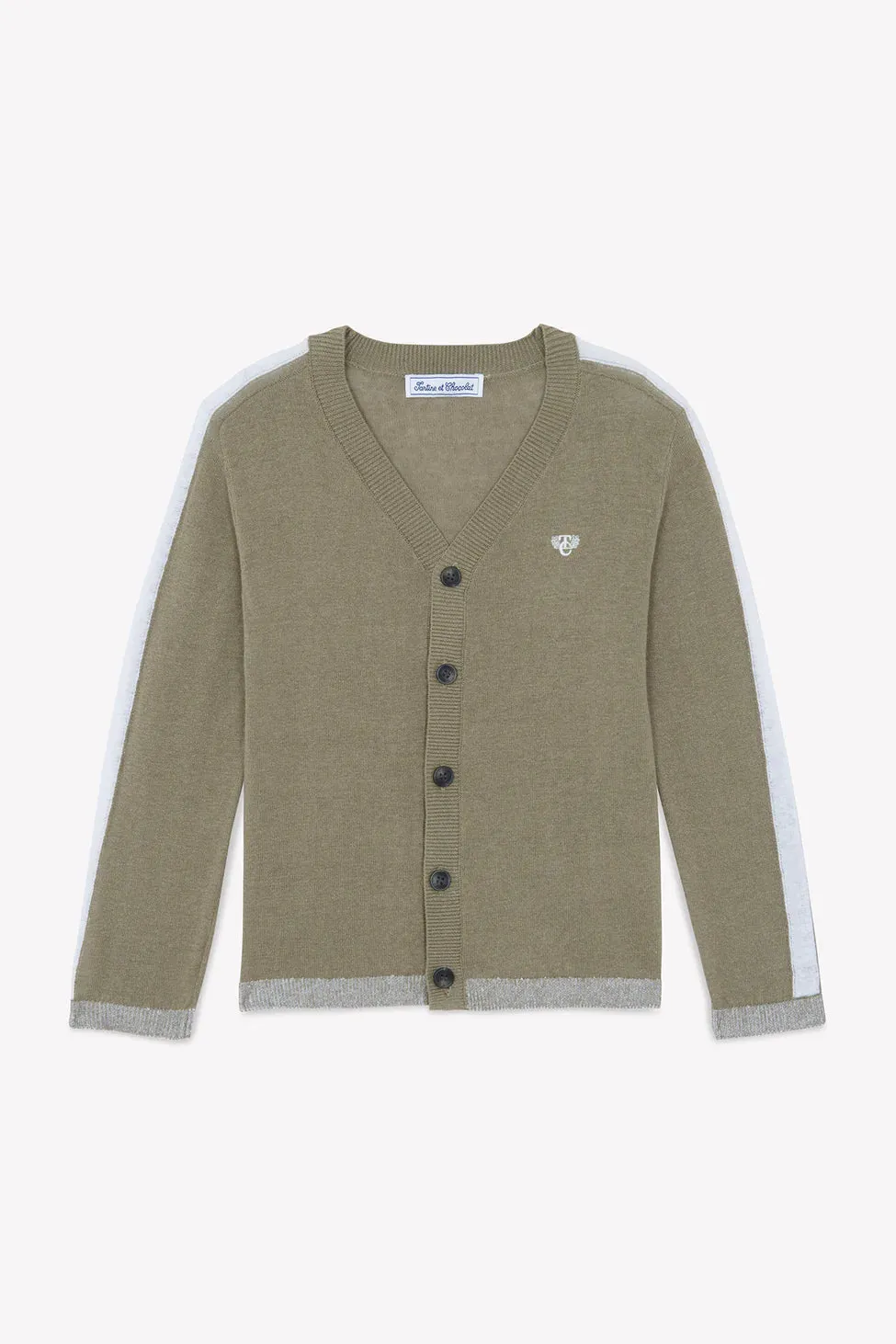 Khaki V-neck cardigan by Tartine Et Chocolat