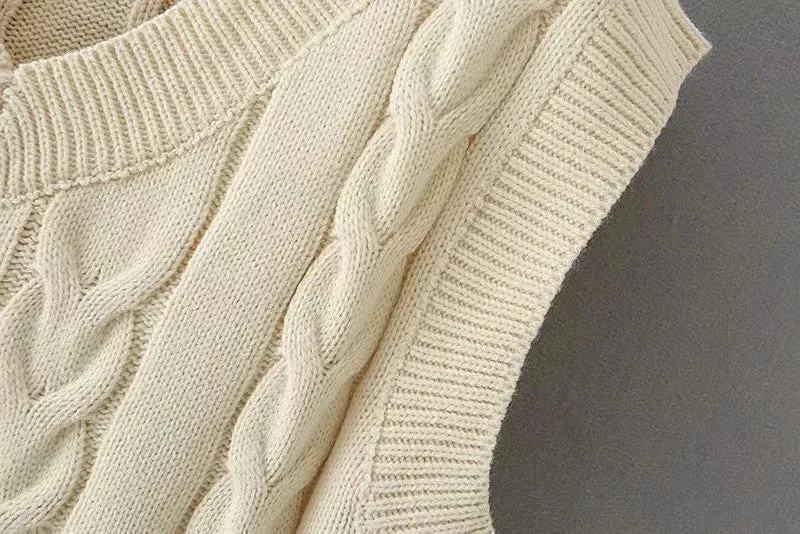 Knit V-neck Vest Sweaters Pants Two-piece Set