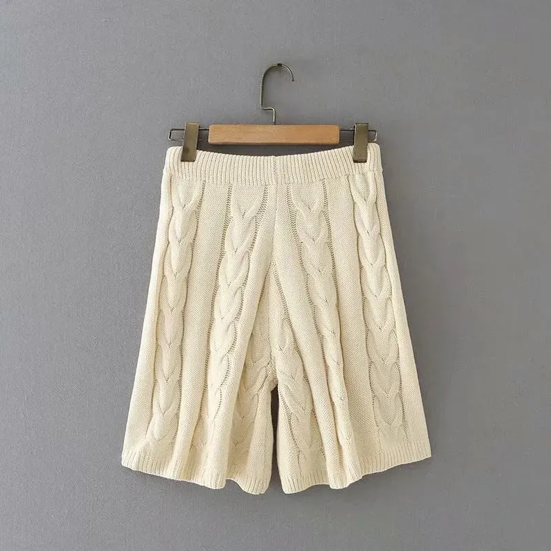 Knit V-neck Vest Sweaters Pants Two-piece Set