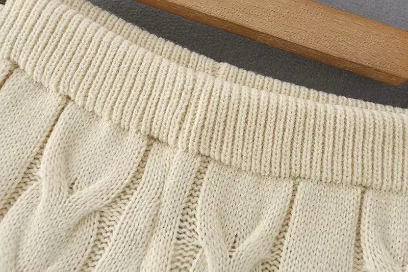 Knit V-neck Vest Sweaters Pants Two-piece Set