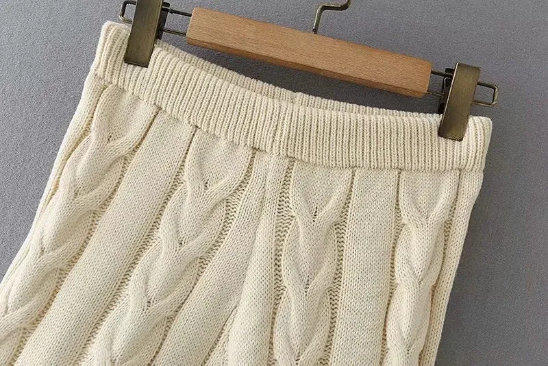 Knit V-neck Vest Sweaters Pants Two-piece Set