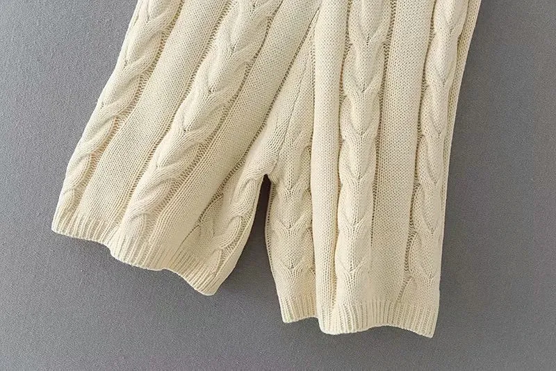 Knit V-neck Vest Sweaters Pants Two-piece Set