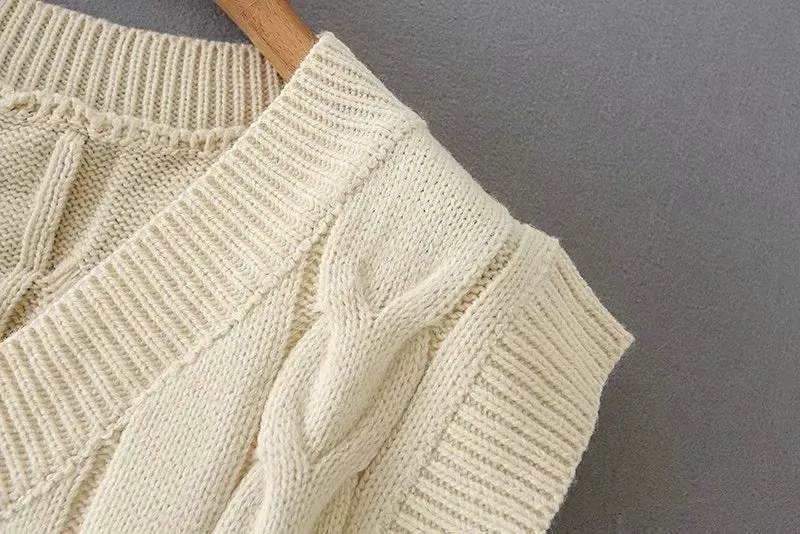 Knit V-neck Vest Sweaters Pants Two-piece Set