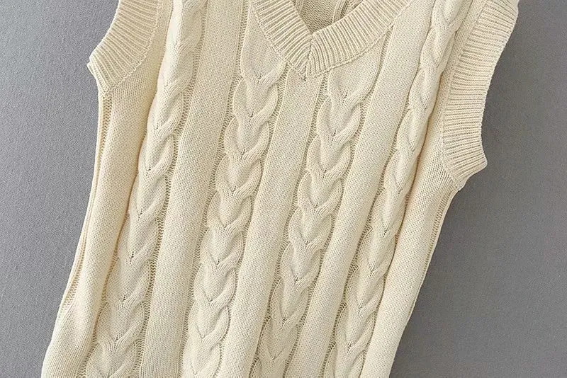 Knit V-neck Vest Sweaters Pants Two-piece Set