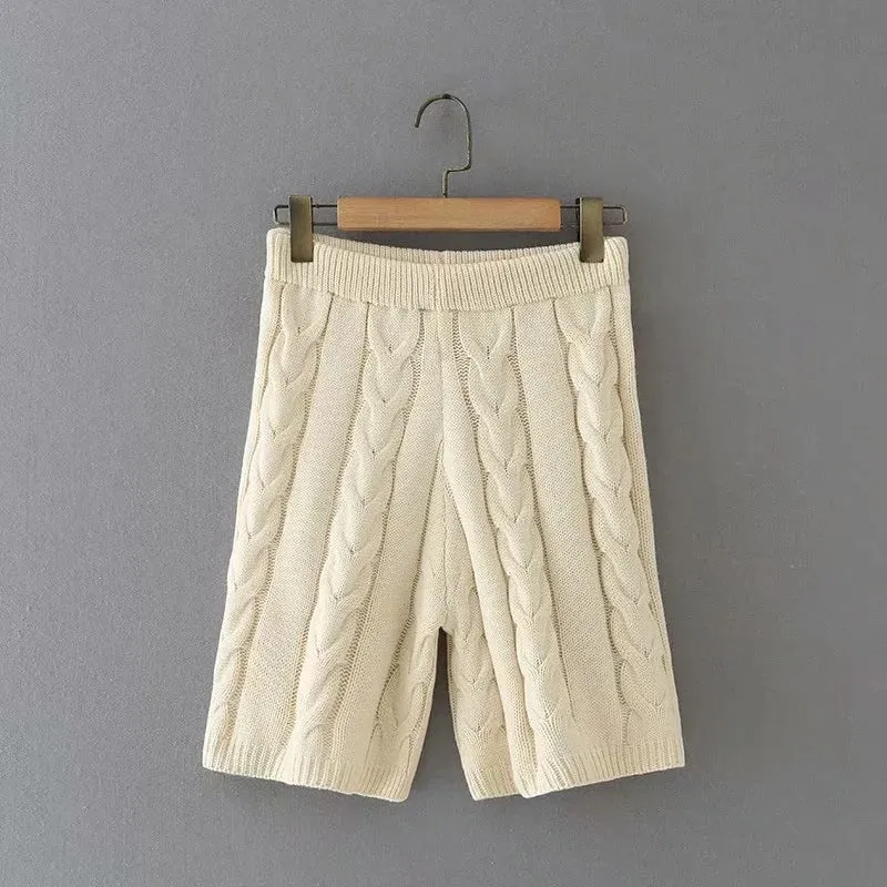 Knit V-neck Vest Sweaters Pants Two-piece Set