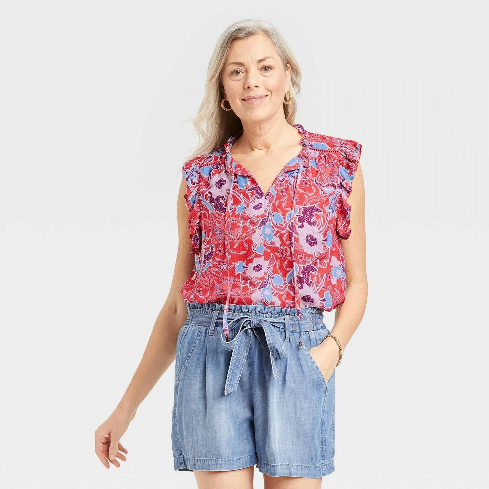 Knox Rose Women's Flutter Short Sleeve Top