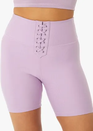 Lace Up Biker Shorts - Orchid