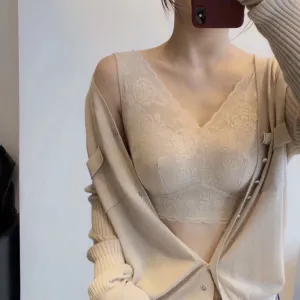 Lace V-neck Seamless Vest Bras