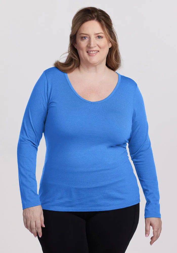 Layla V Neck Top - Blue Gelato