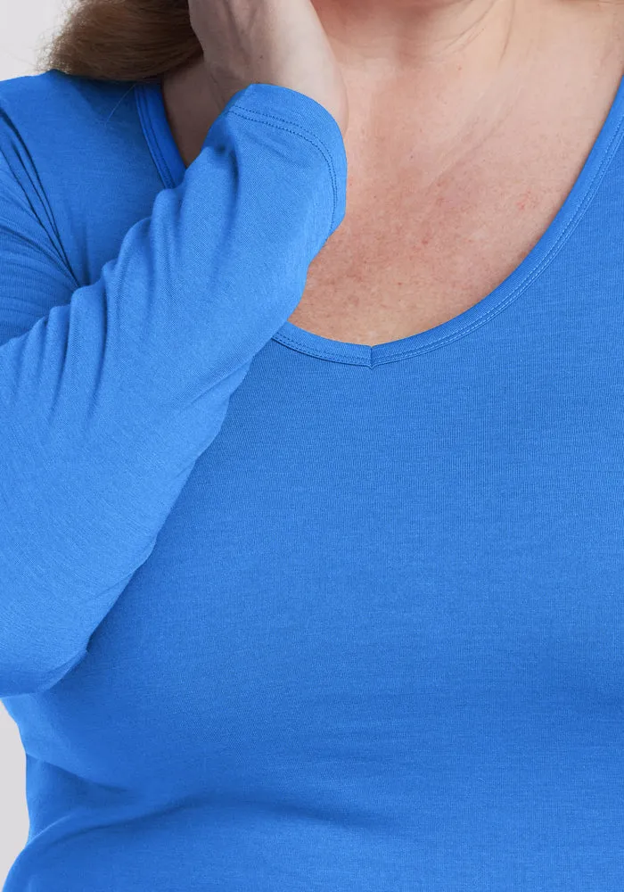Layla V Neck Top - Blue Gelato