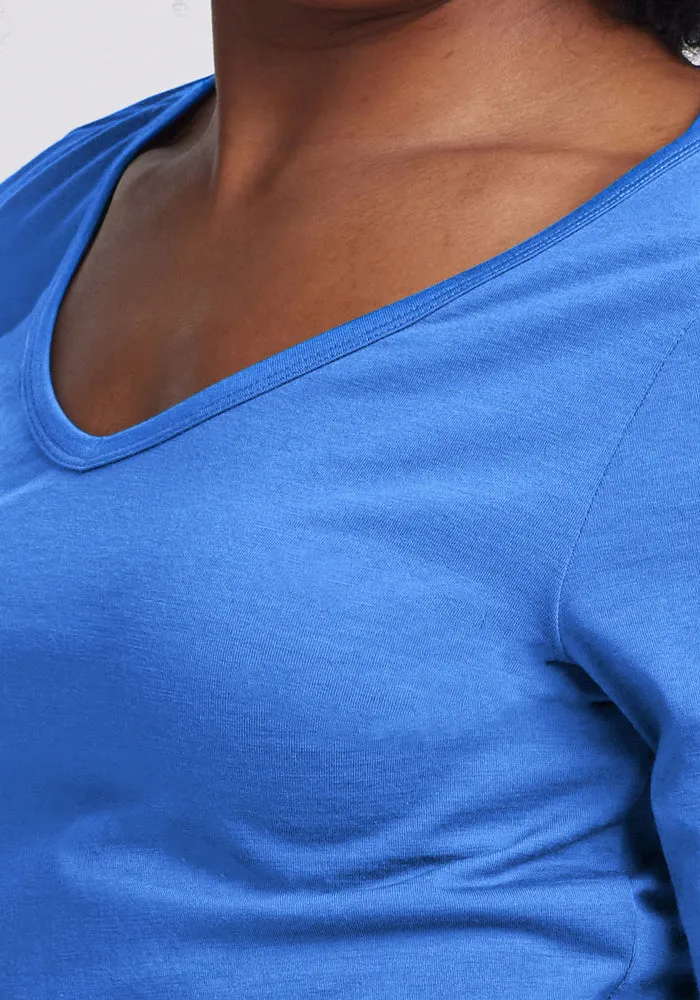 Layla V Neck Top - Blue Gelato