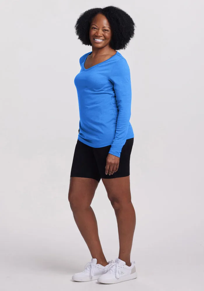 Layla V Neck Top - Blue Gelato