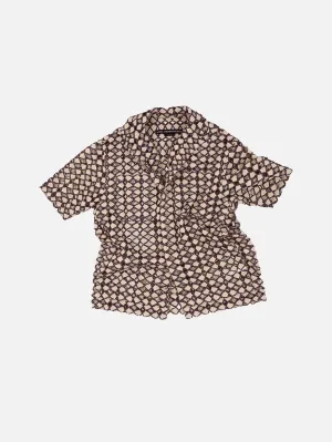 Letto Sheer Open Collar Shirts - Beige
