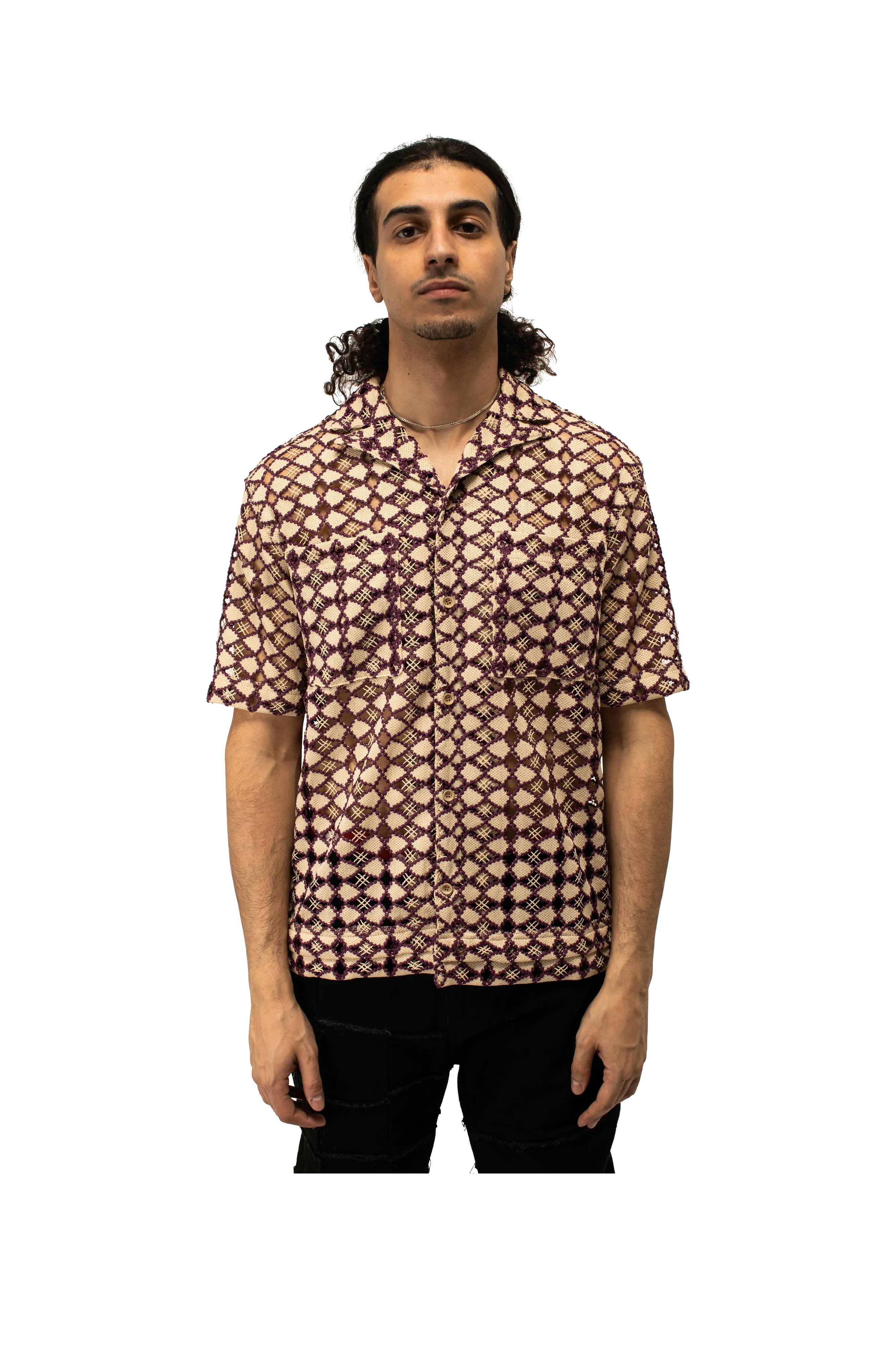 Letto Sheer Open Collar Shirts