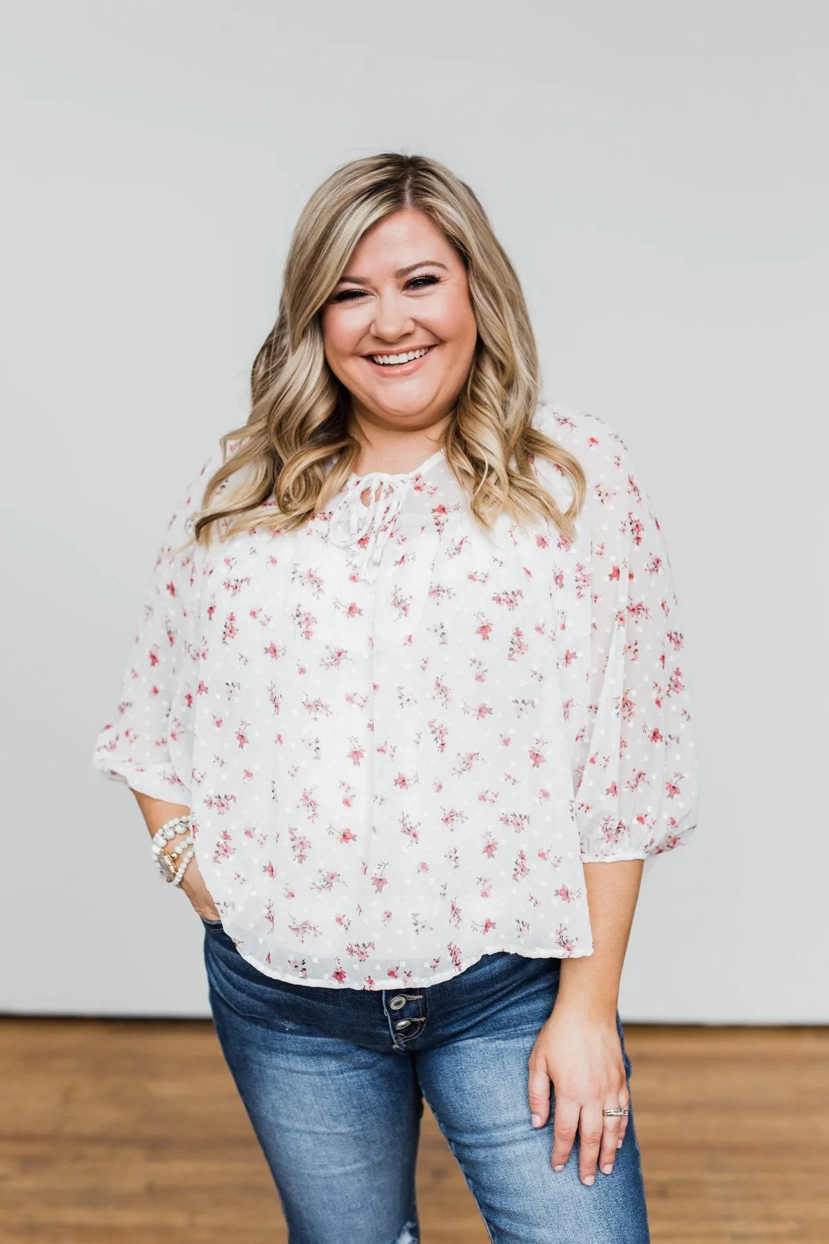 Love At First Sight Floral Blouse- Ivory