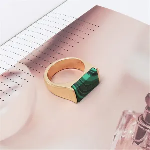 Malachite & 18K Gold-Plated Rectangle Ring