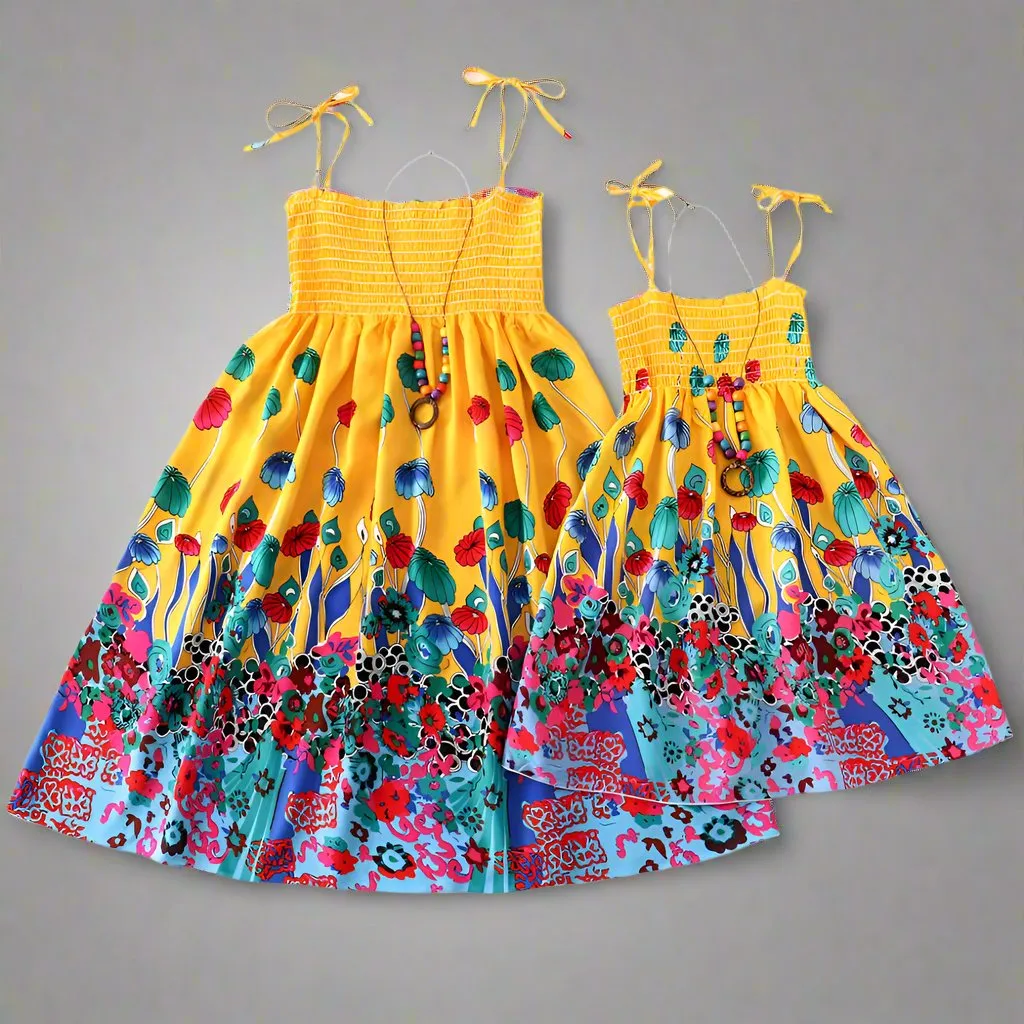 Matching Mommy & Me Smocked Sundresses  Vibrant Floral and Patterned Summer Dresses