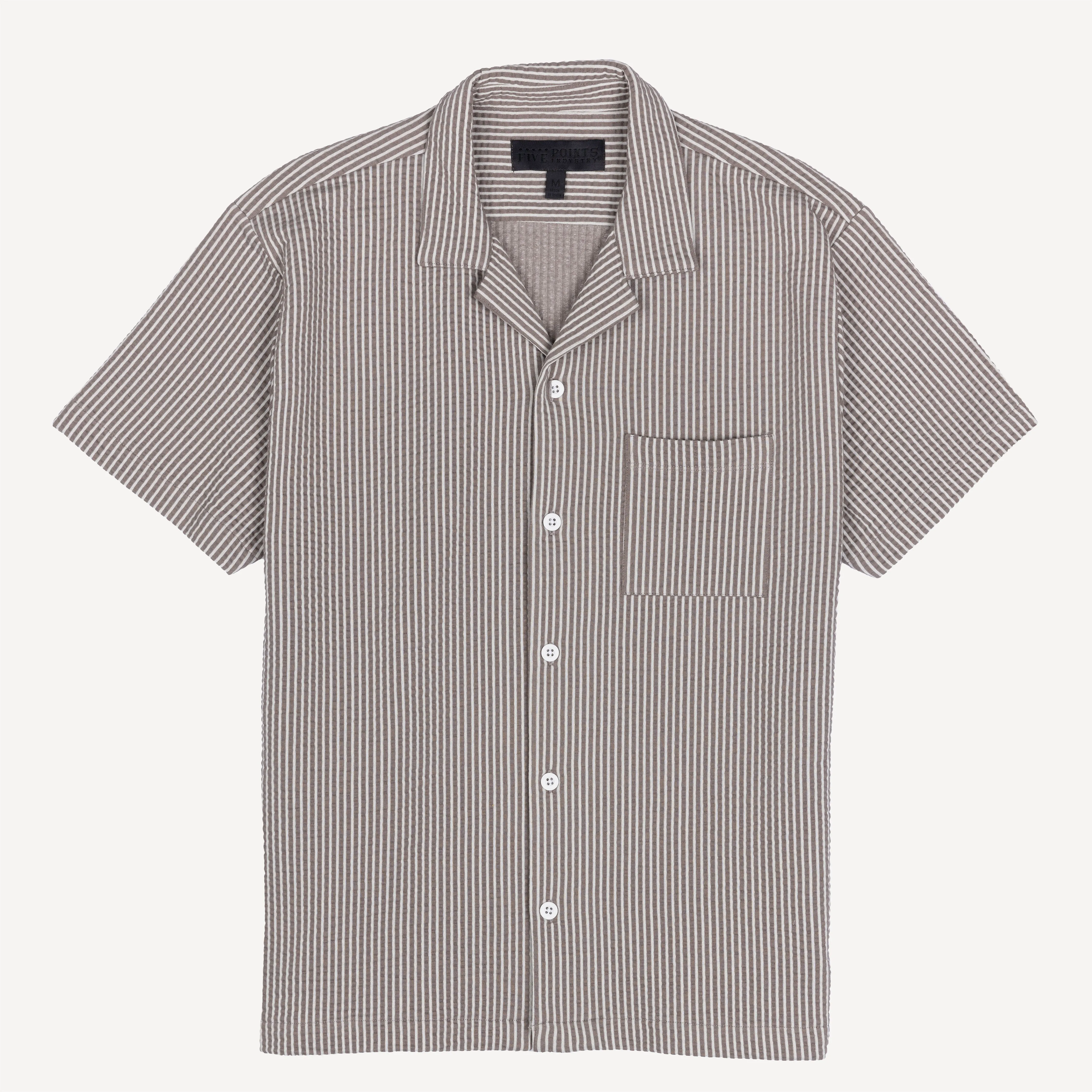 Mens Cool Knit Seersucker Camp Shirt - Wet Weather
