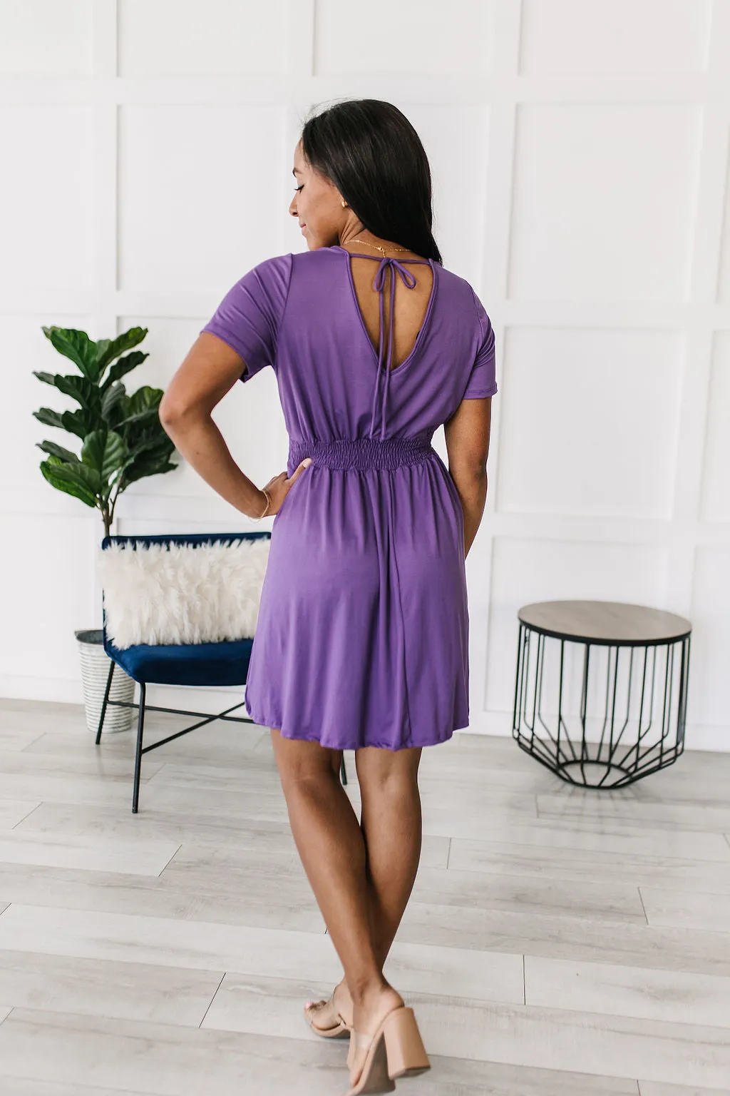 Miss Independent V-Neck Dress in Purple