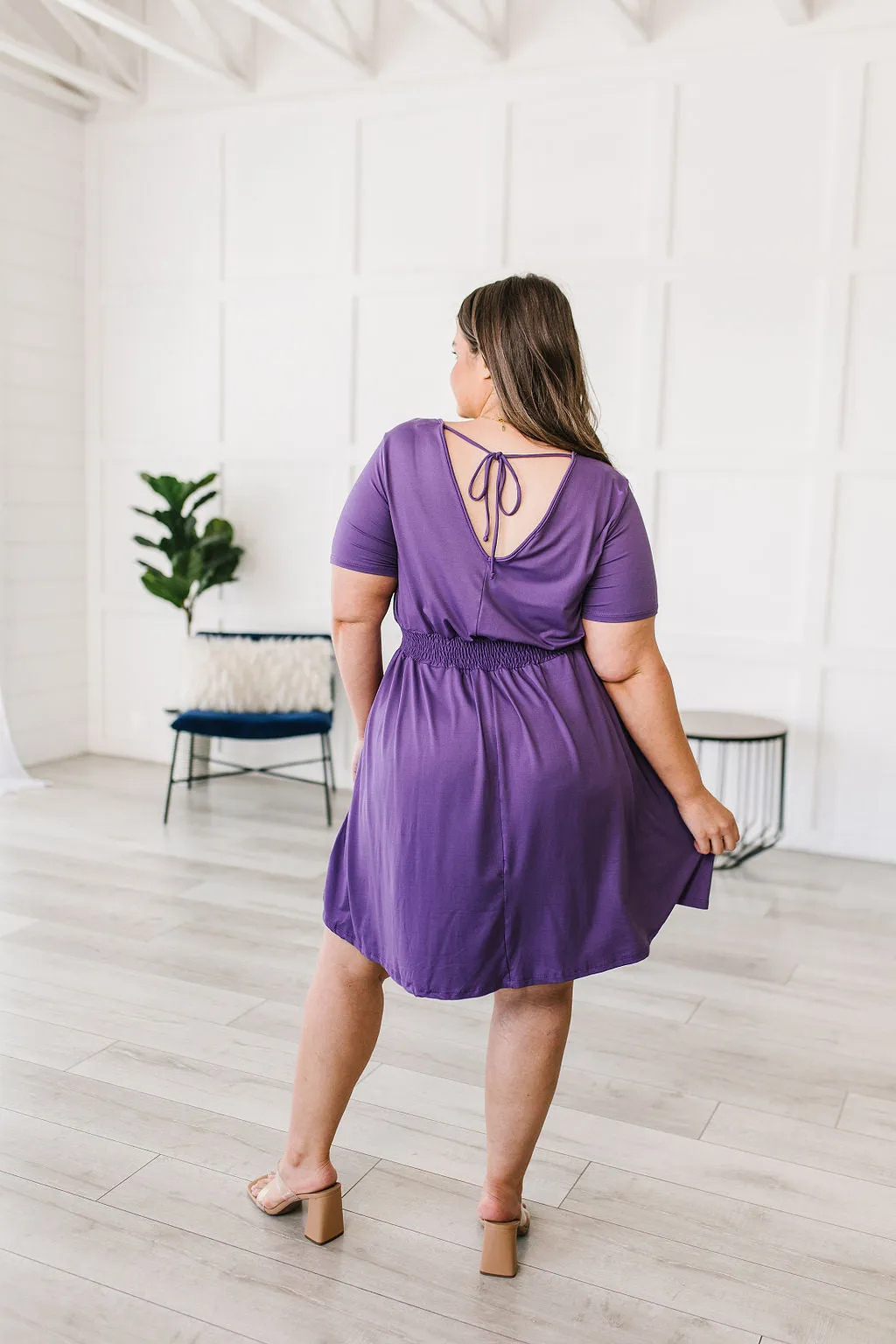 Miss Independent V-Neck Dress in Purple