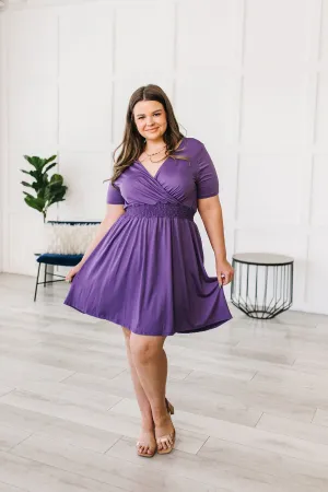 Miss Independent V-Neck Dress in Purple