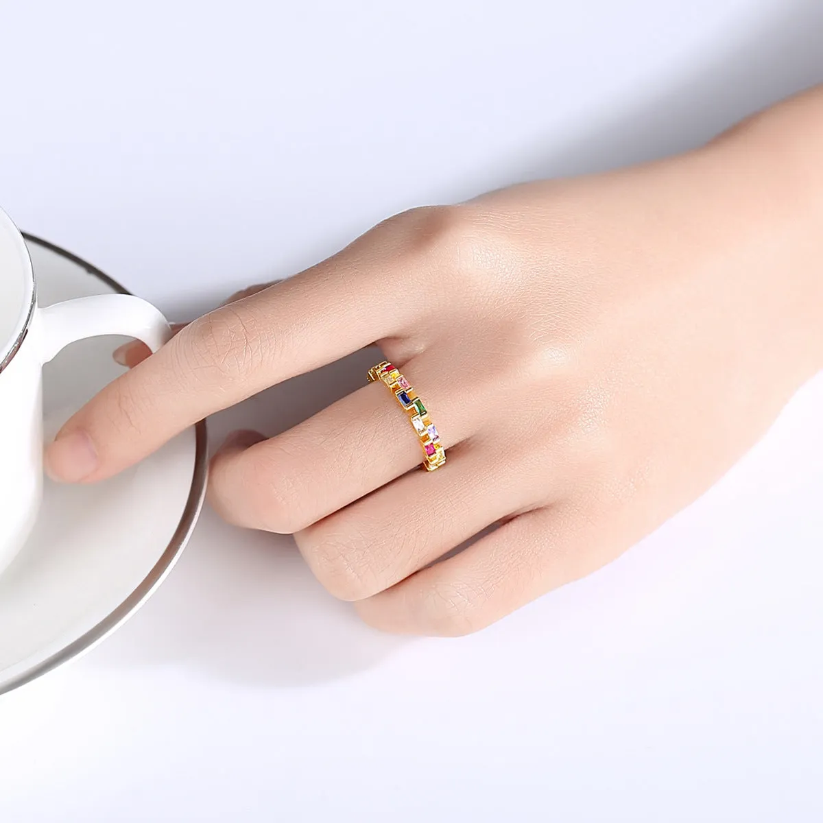 Multicolor Crystal & 18K Gold-Plated Bricks Band