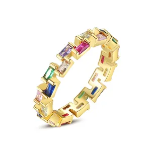 Multicolor Crystal & 18K Gold-Plated Bricks Band