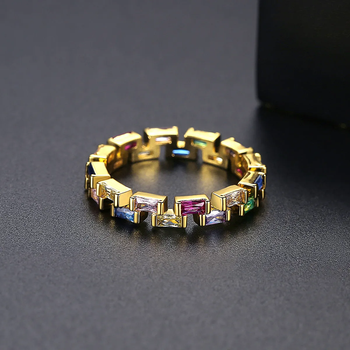 Multicolor Crystal & 18K Gold-Plated Bricks Band
