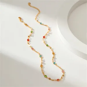 Multicolor Crystal & 18K Gold-Plated Station Necklace