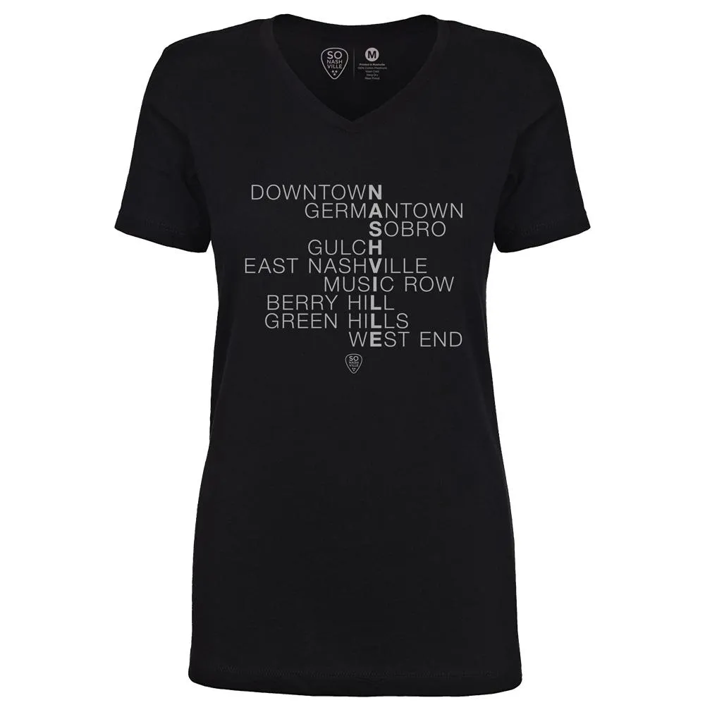 Nashville Neighborhoods - Women's V-Neck