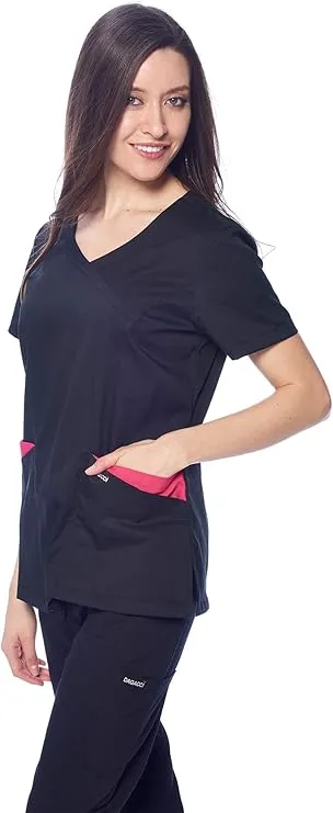 Natural Stretch Women's Contrast Wrap Scrub Sets