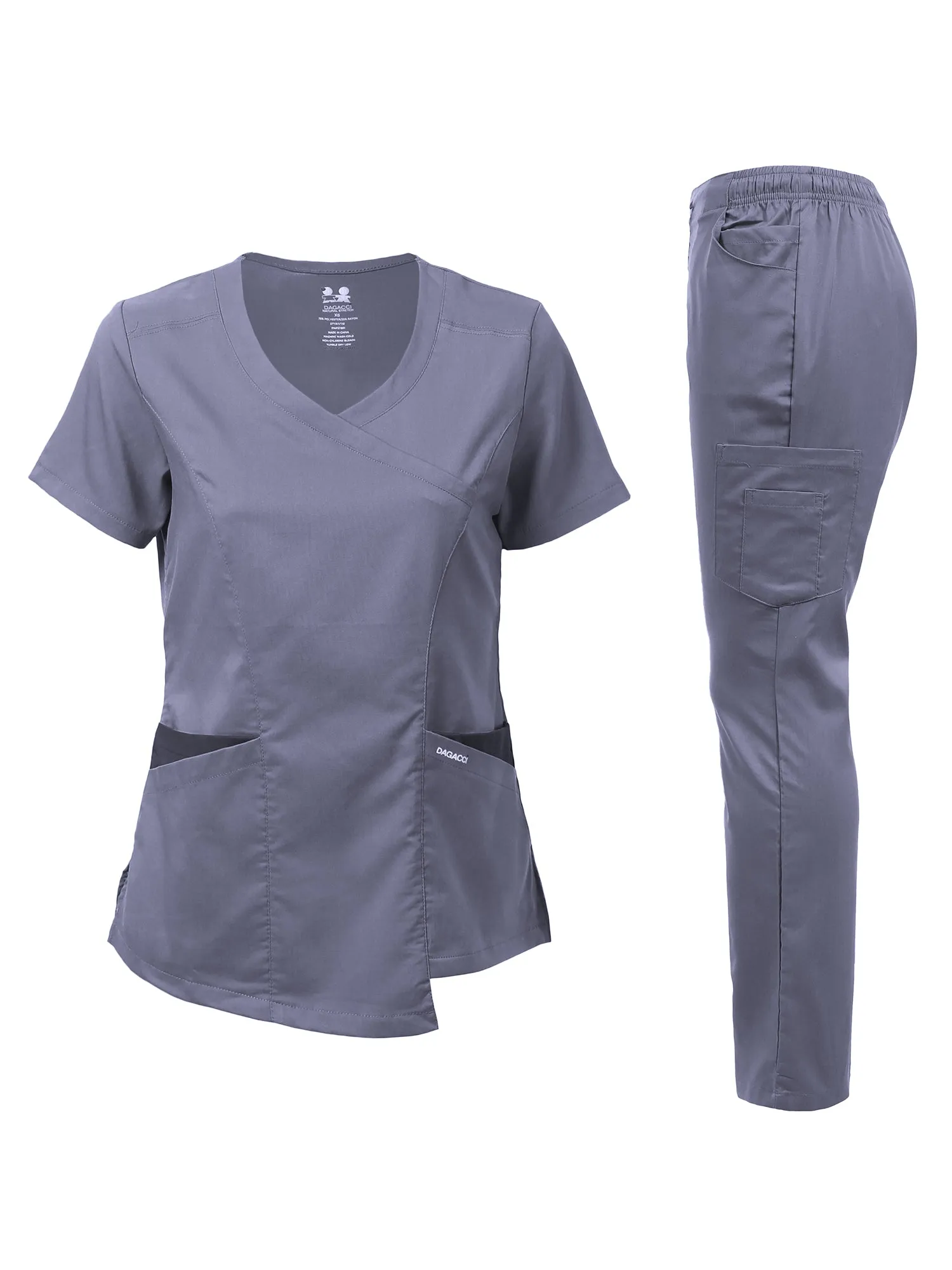 Natural Stretch Women's Contrast Wrap Scrub Sets