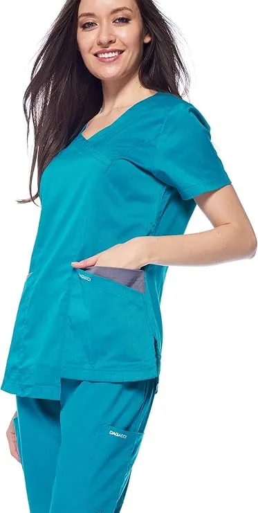 Natural Stretch Women's Contrast Wrap Scrub Sets